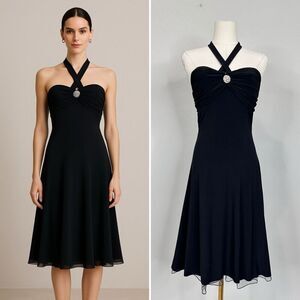 90s Y2K B. Smart Halter Dress Sz 3/4 Whimsygoth Dark Romance Punk Goth Hoco